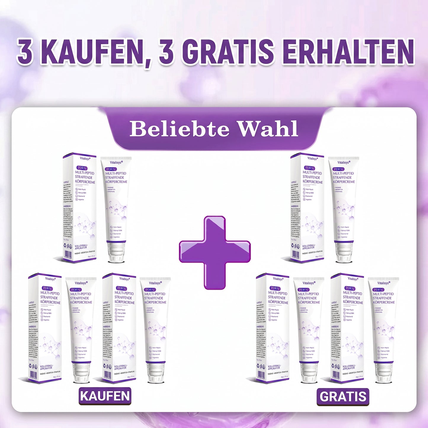 💎FDA-zertifiziert: Vitalisys® PDRN Multi-Peptide Massaging Body Roller Cream – Anti-Aging, Feuchtigkeit, Hautstraffung & Lifting, Hautpflege, ebenmäßiger Hautton, Akne- & Fleckenpflege, Warzen- & Muttermalentfernung, Psoriasis-Linderung.🍇