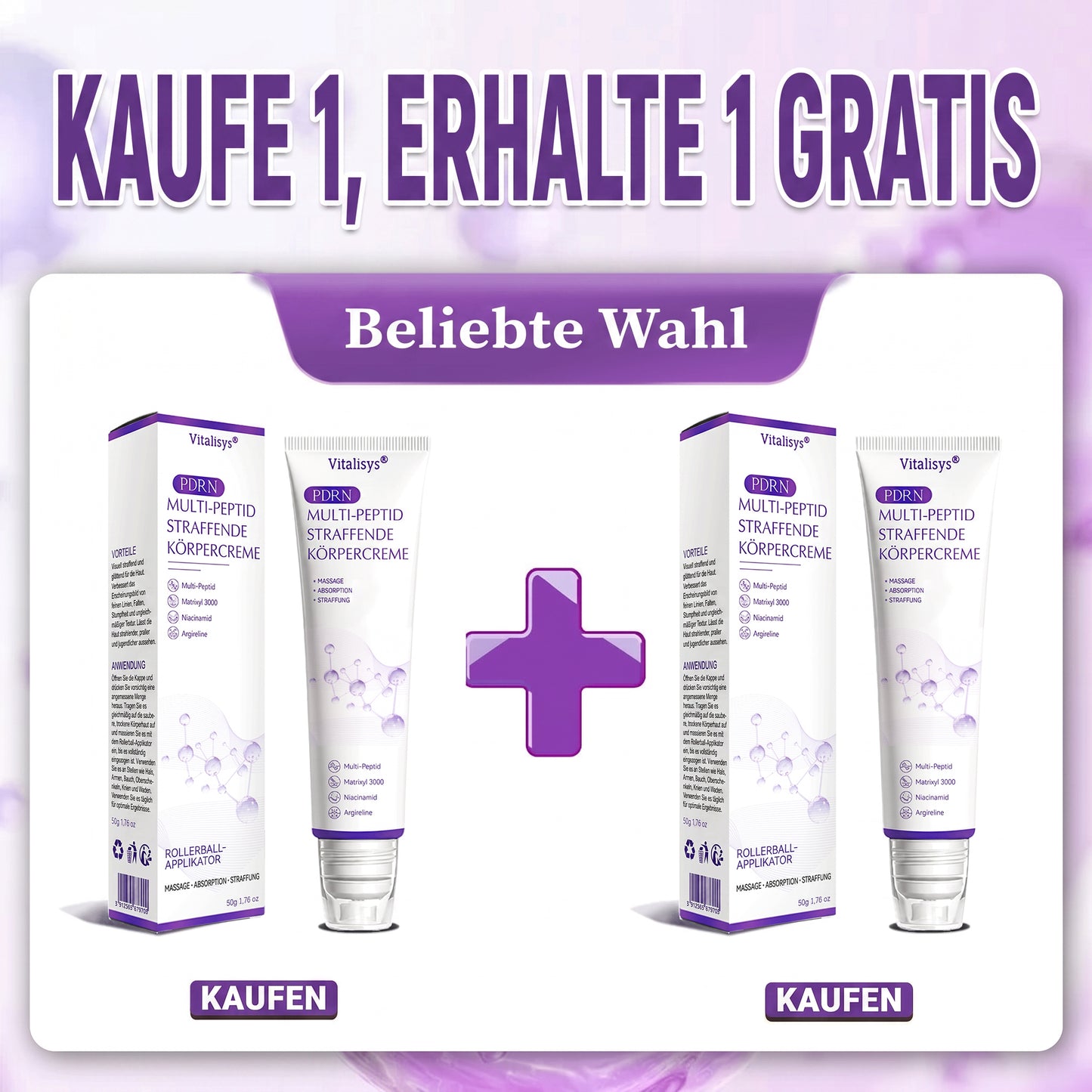 💎FDA-zertifiziert: Vitalisys® PDRN Multi-Peptide Massaging Body Roller Cream – Anti-Aging, Feuchtigkeit, Hautstraffung & Lifting, Hautpflege, ebenmäßiger Hautton, Akne- & Fleckenpflege, Warzen- & Muttermalentfernung, Psoriasis-Linderung.🍇
